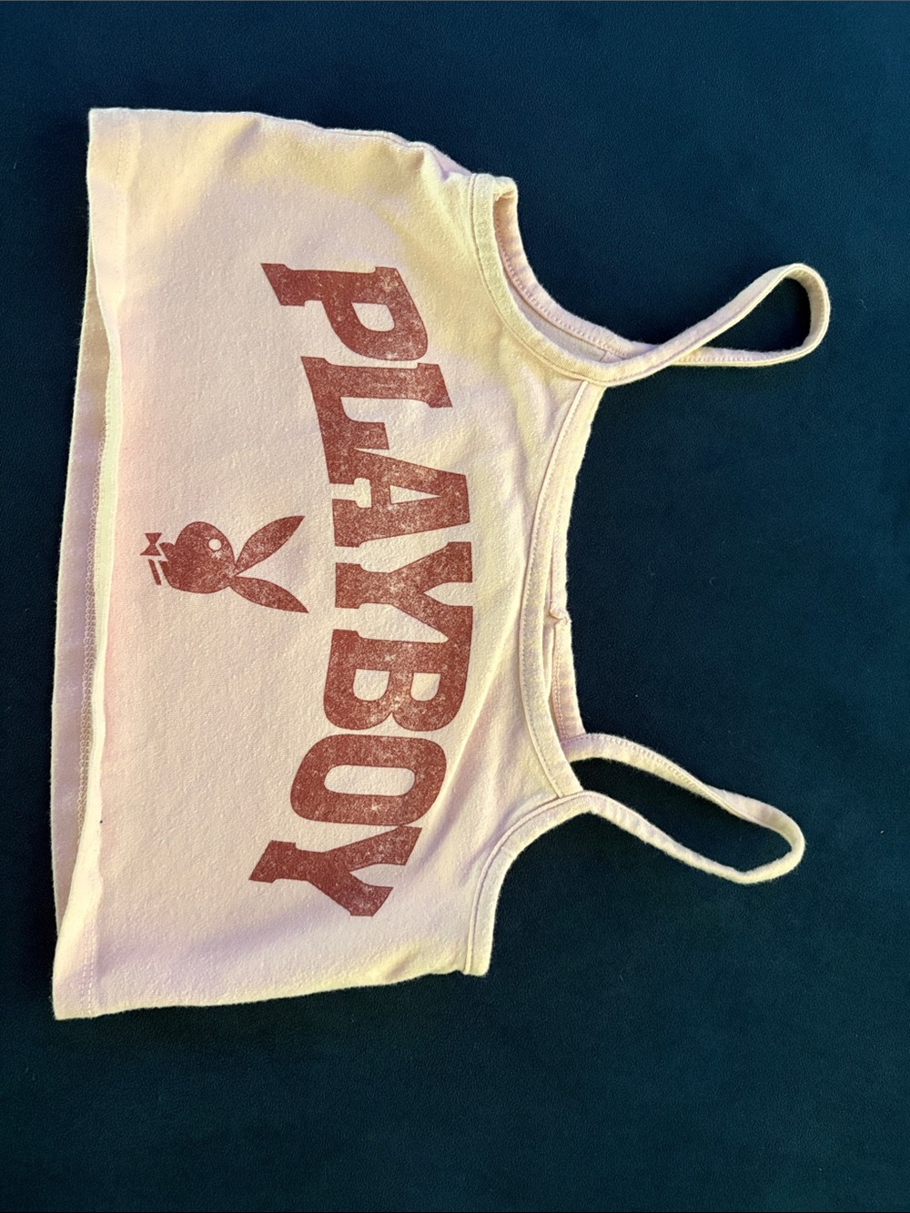 PLAYBOY Pale Pink Crop Tank with Red Logo